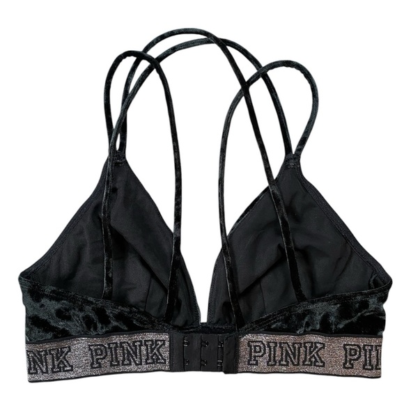 Victoria's Secret PINK Velvet Velour Triangle Bralette Bra Size Medium - Picture 2 of 6